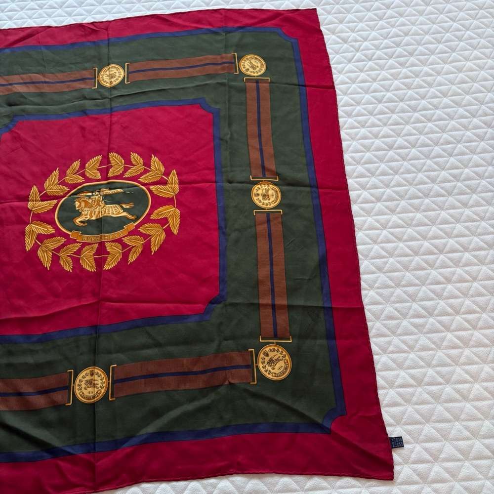 Vintage Burberry Prorsum 100% Silk Scarf Equestrian Knight Logo Made In Italy - Picture 5 of 9